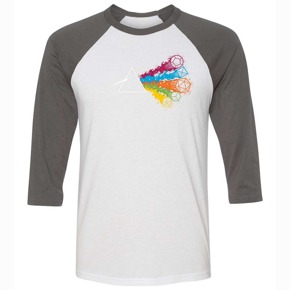 Dark Side Of The Dices Unisex 3/4 Baseball Tee - White/Asphalt - 2