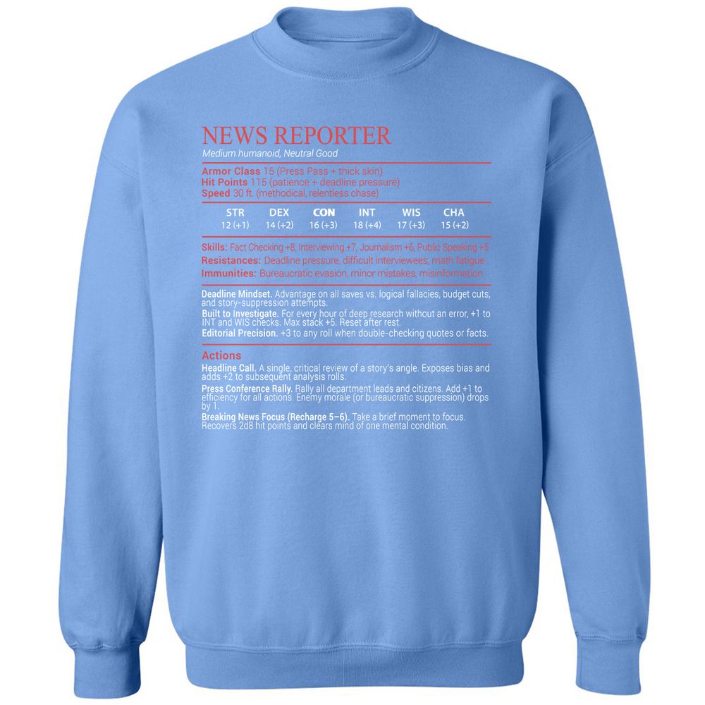 News Reporter Stats Block - Carolina Blue - 20