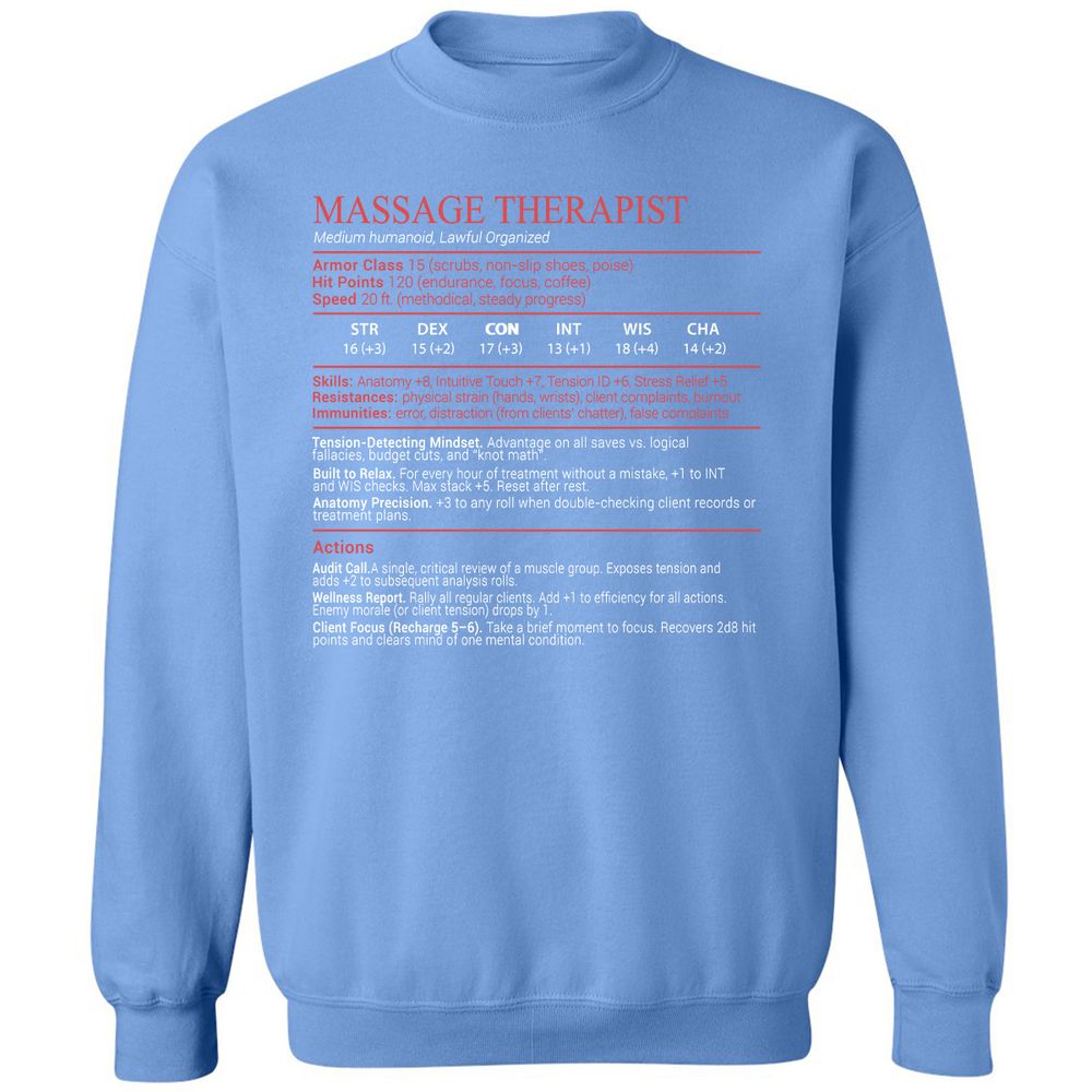 Massage Therapist Stats Block - Carolina Blue - 20