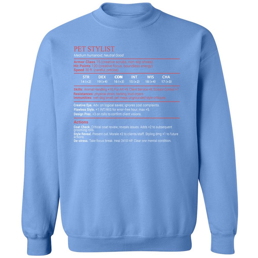 Pet Stylist Stats Block - Carolina Blue - 20