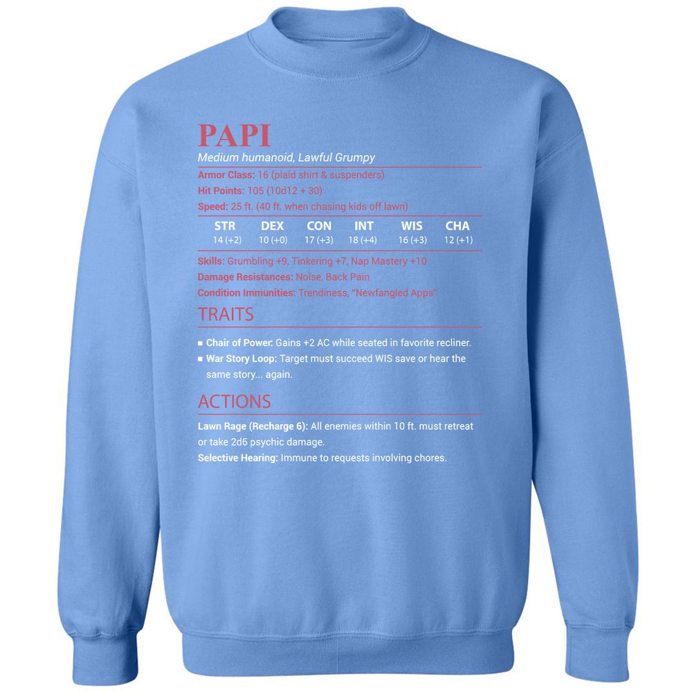 Papi Stats Classic Unisex Sweatshirt - Carolina Blue - 20