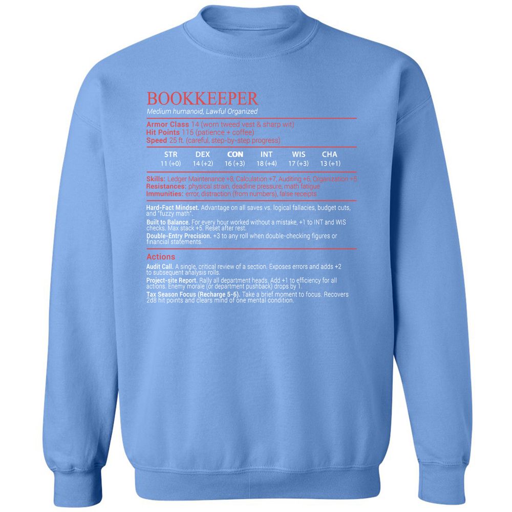 Bookkeepper Stats Block - Carolina Blue - 20