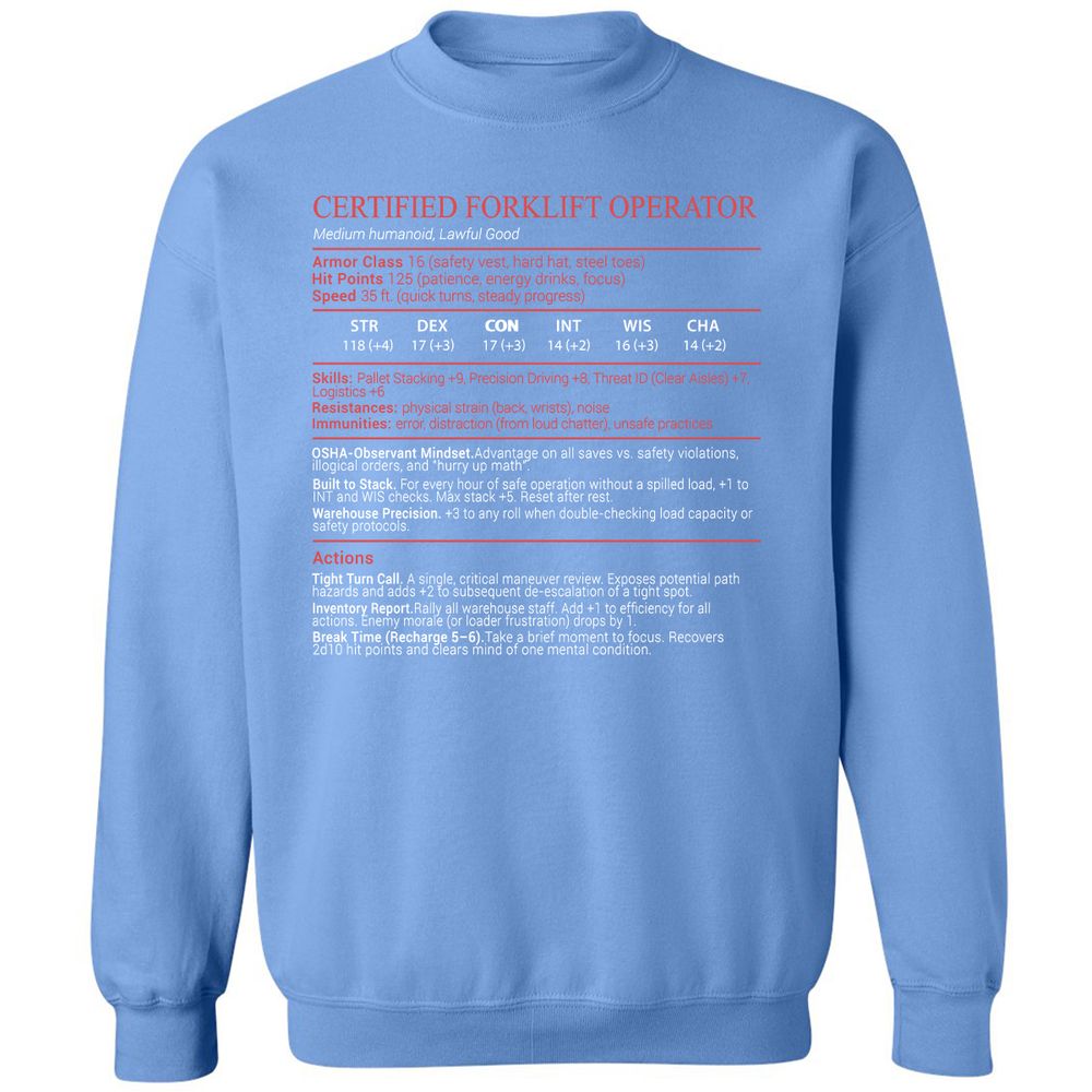 Certified Forklift Operator Stats Block - Carolina Blue - 20