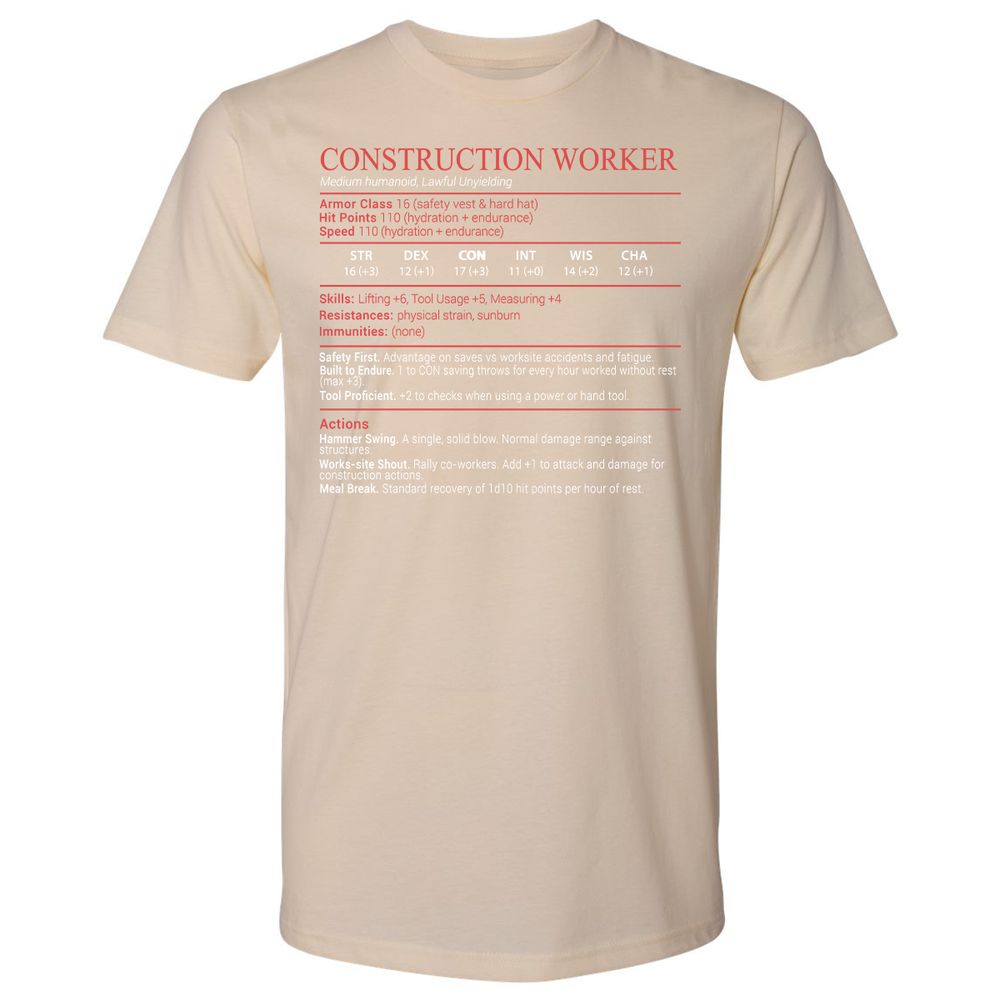 Construction Worker Stats Block - Cream - 20