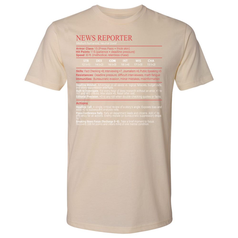 News Reporter Stats Block - Cream - 20
