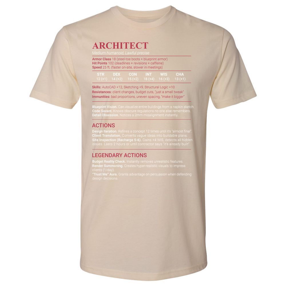 Architect Stats Premium Unisex T-Shirt - Cream - 20