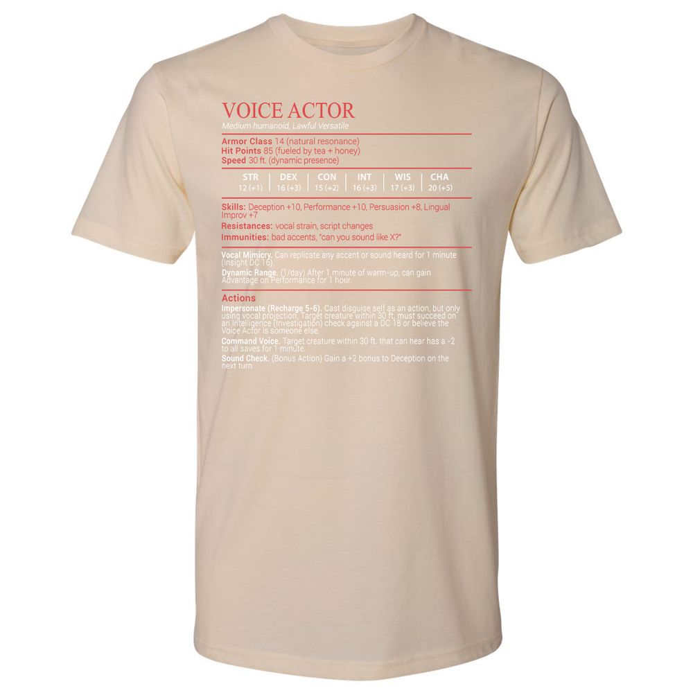 Voice Actor Stats Block - Cream - 20