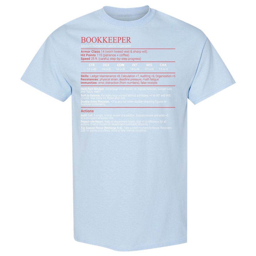 Bookkeepper Stats Block - Light Blue - 20