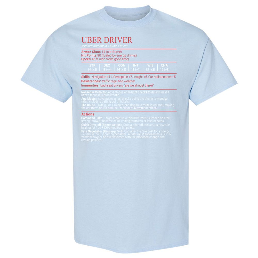Uber Driver Stats Block Classic Unisex T-Shirt - Light Blue - 20