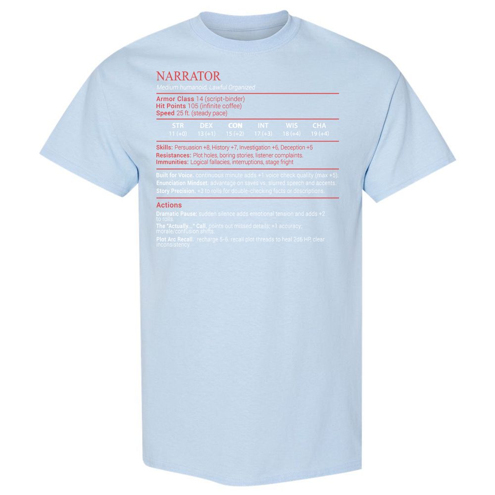 Narrator Stats Block - Light Blue - 20