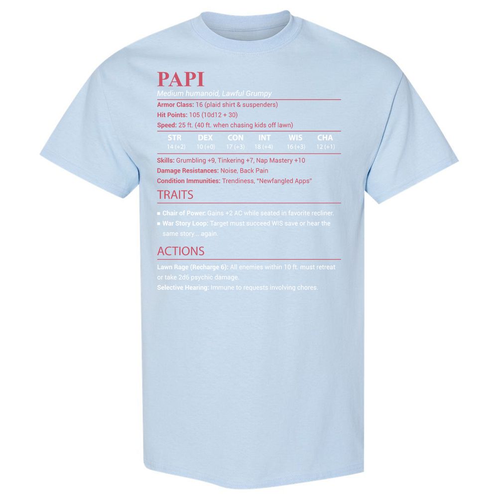Papi Stats Classic Unisex T-Shirt - Light Blue - 20