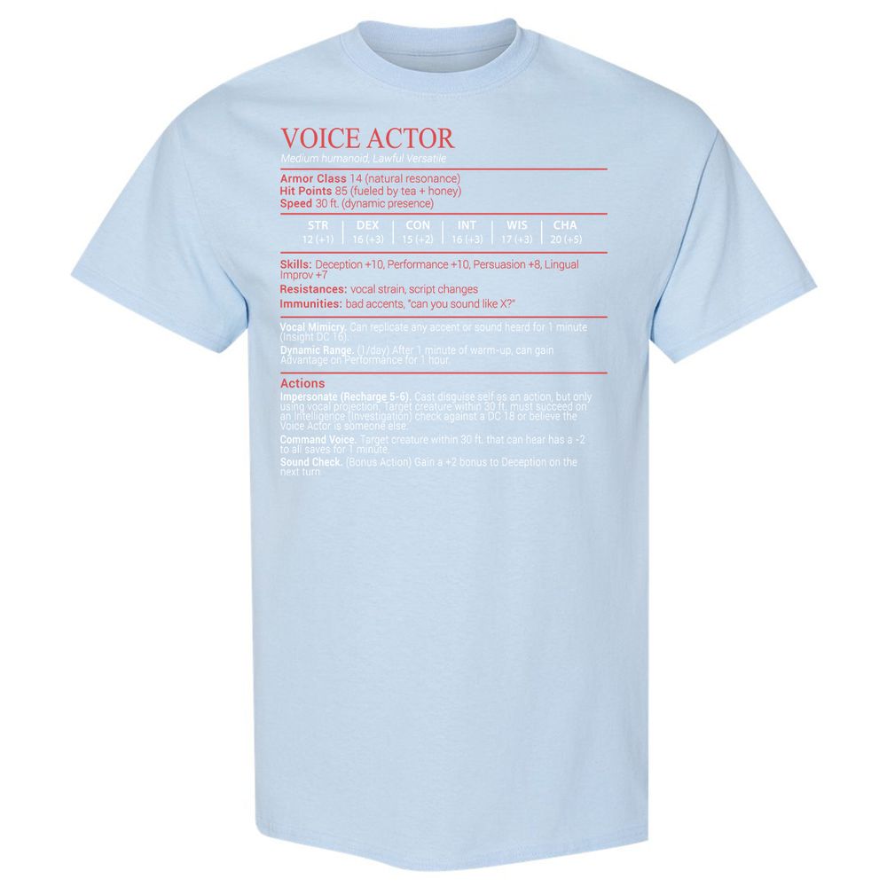 Voice Actor Stats Block - Light Blue - 20