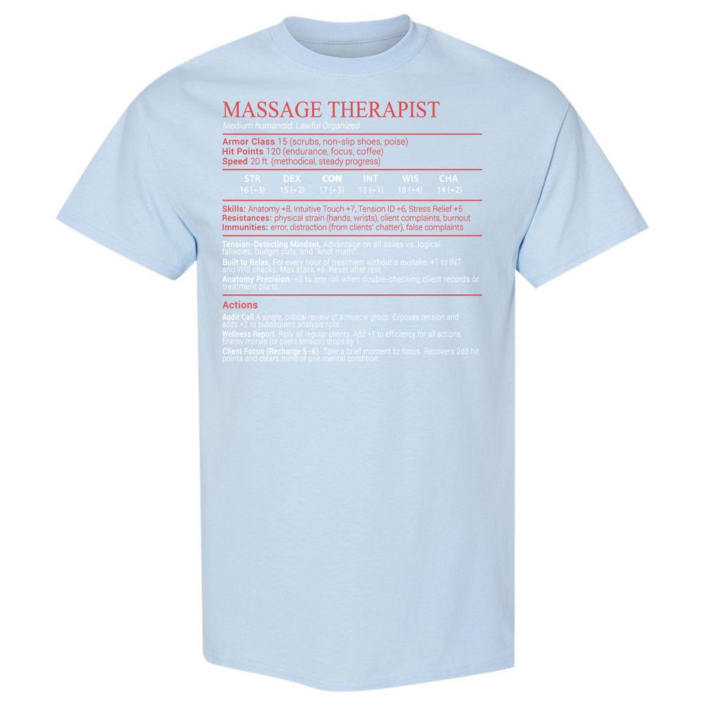 Massage Therapist Stats Block - Light Blue - 20
