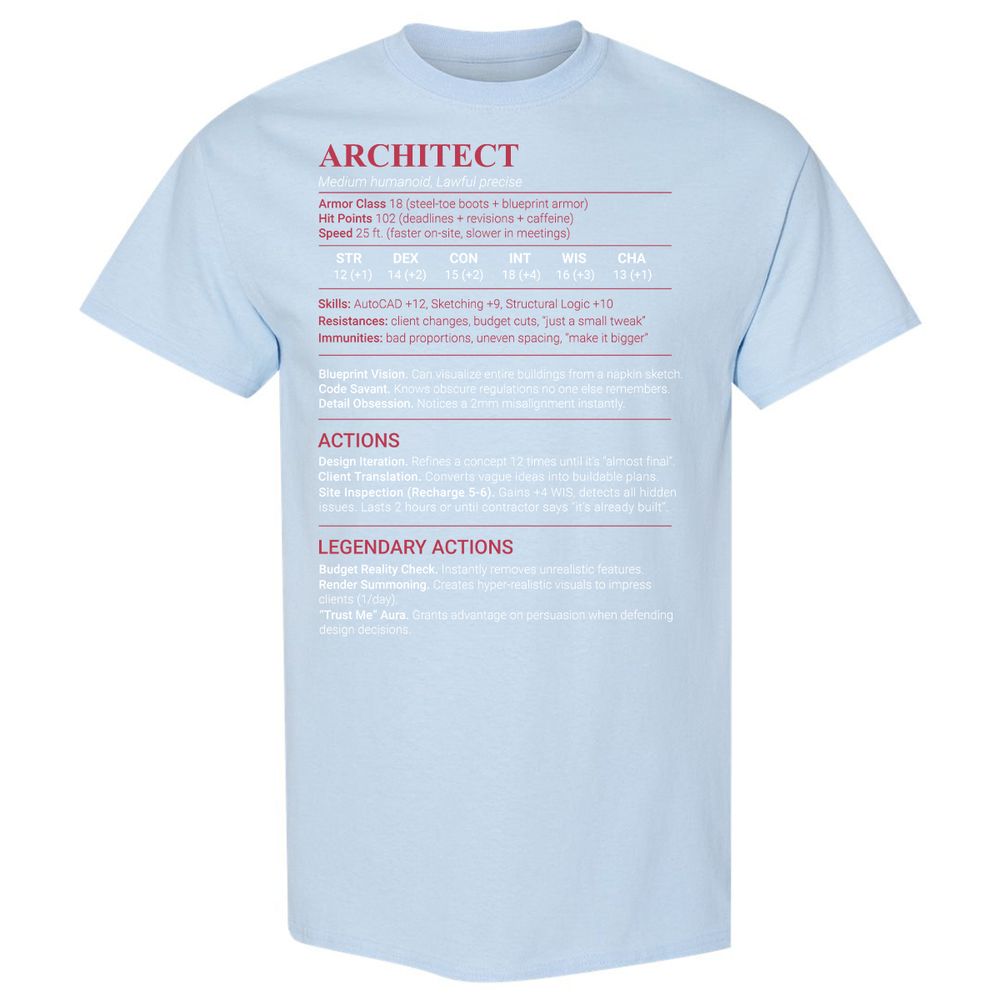 Architect Stats Classic Unisex T-Shirt - Light Blue - 20