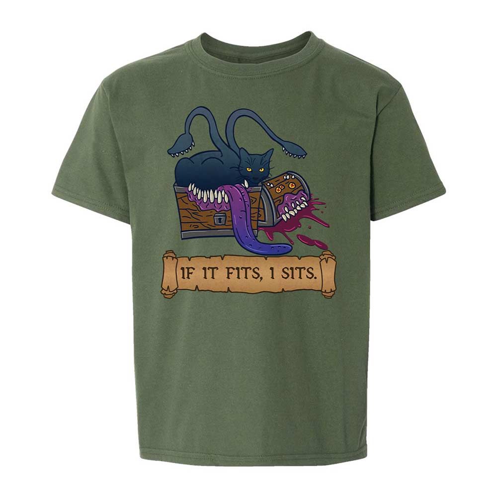 If It Fits I Sits Kids T-Shirt - Military Green - 20