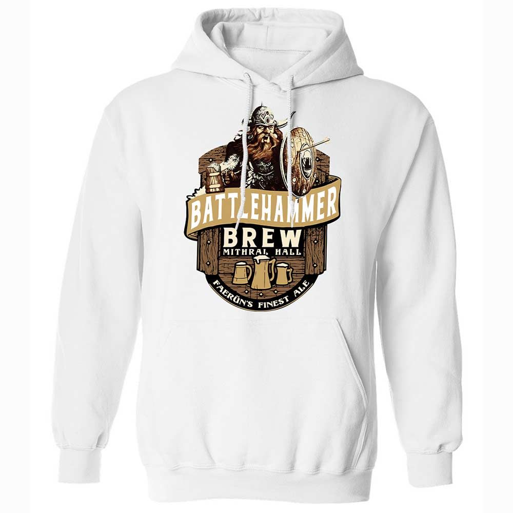Battlehammer Brew Classic Unisex Hoodie - White - 20