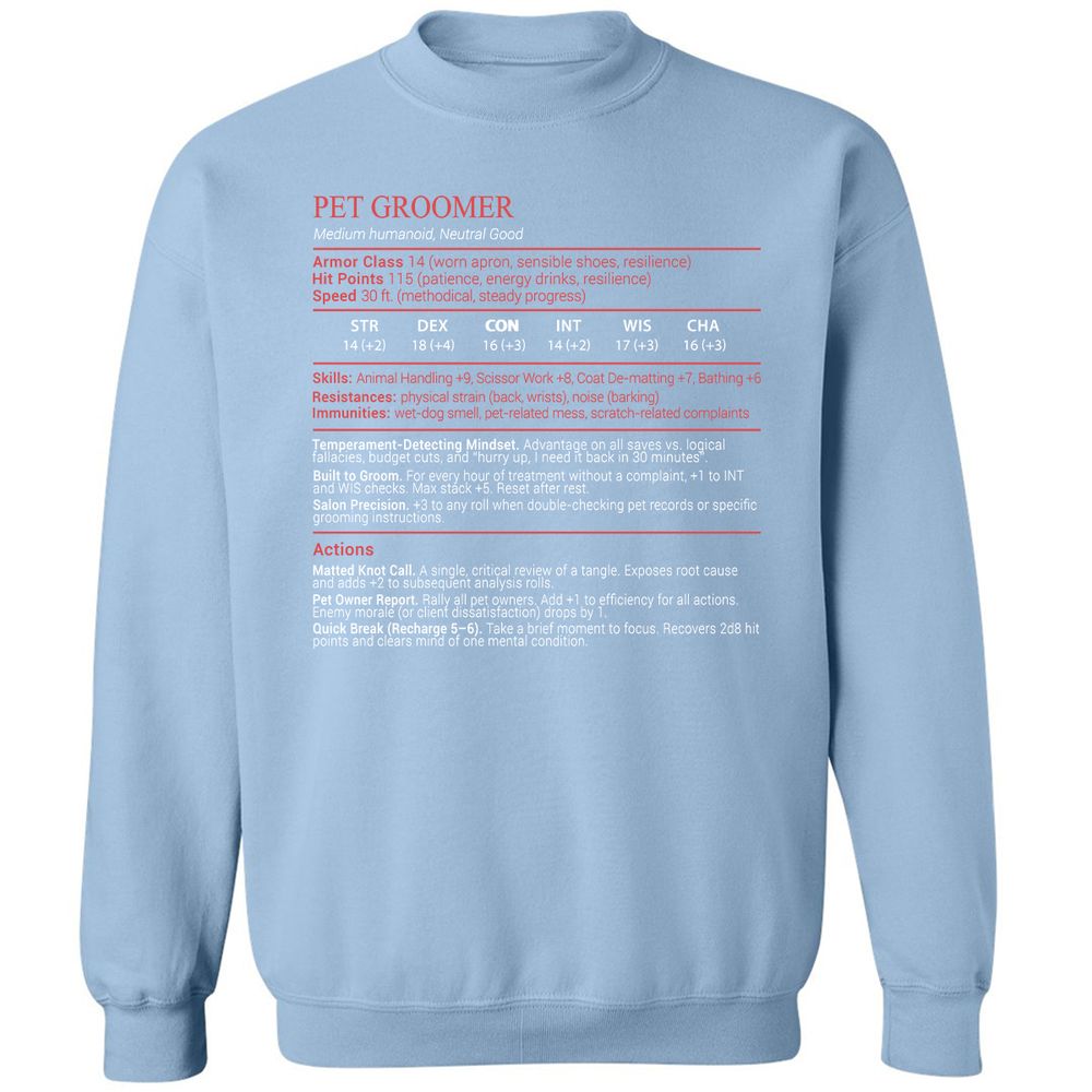 Pet Groomer Stats Block - Light Blue - 21