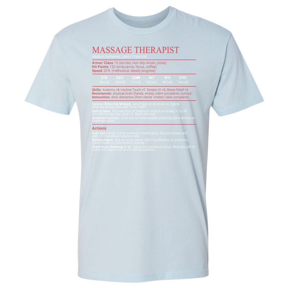 Massage Therapist Stats Block - Light Blue - 21