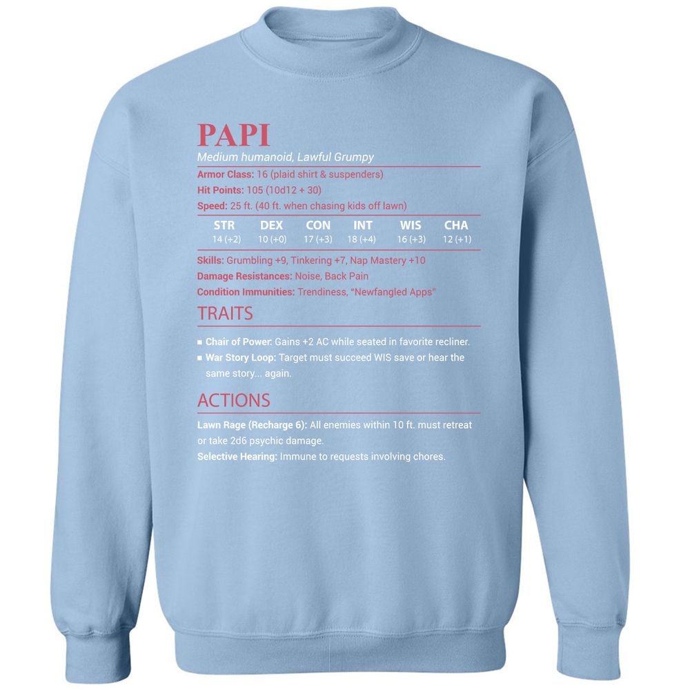 Papi Stats Classic Unisex Sweatshirt - Light Blue - 21