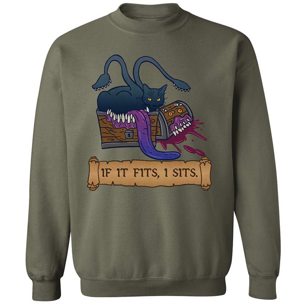 If It Fits I Sits Classic Unisex Sweatshirt - Military Green - 21