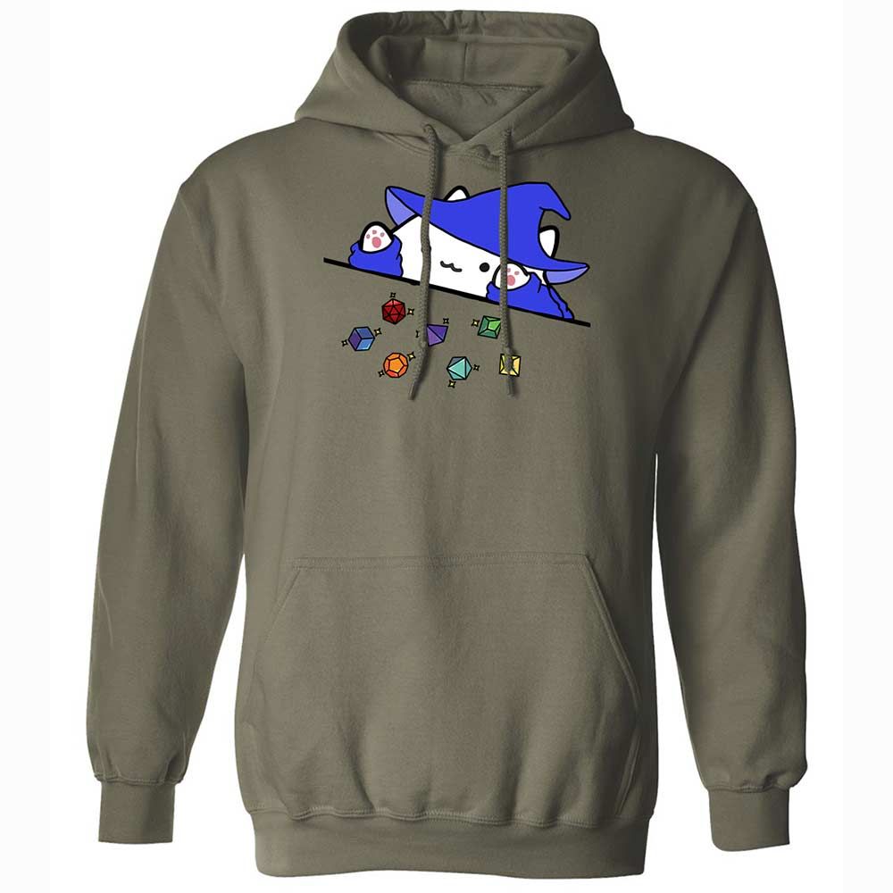 Cat Throws Dices Classic Unisex Hoodie - Military Green - 21