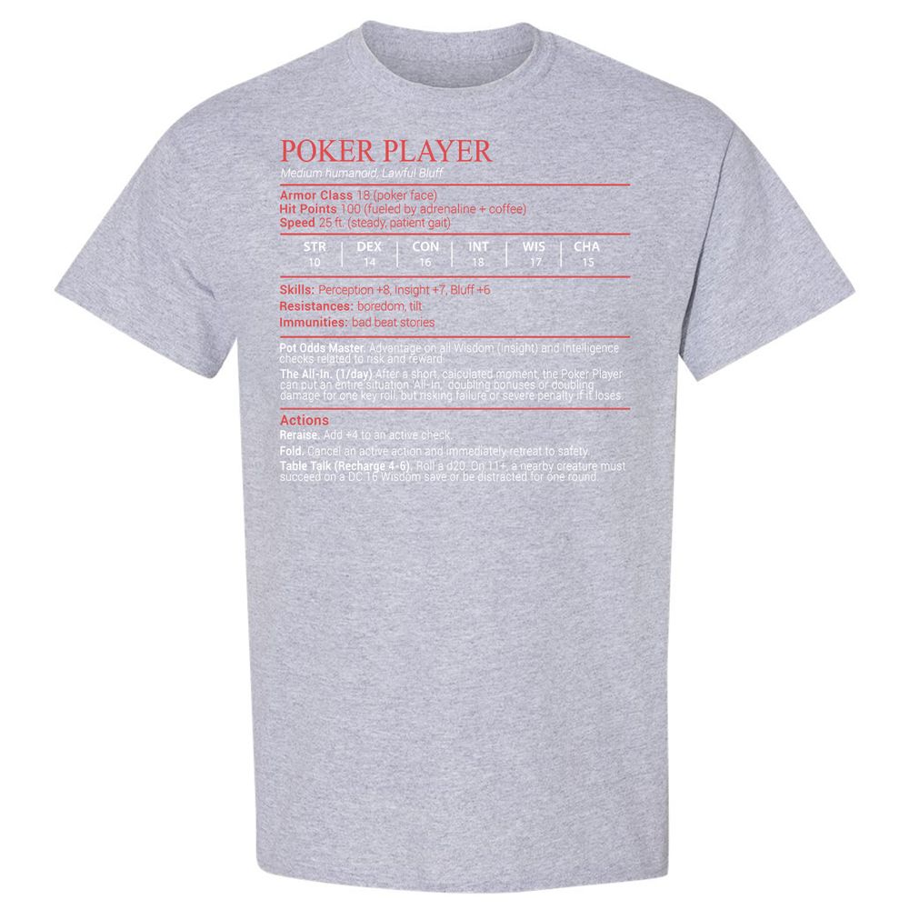 Poker Player Stats Block - Sport Grey - 21