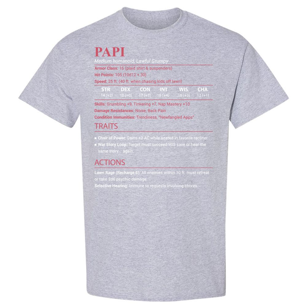 Papi Stats Classic Unisex T-Shirt - Sport Grey - 21