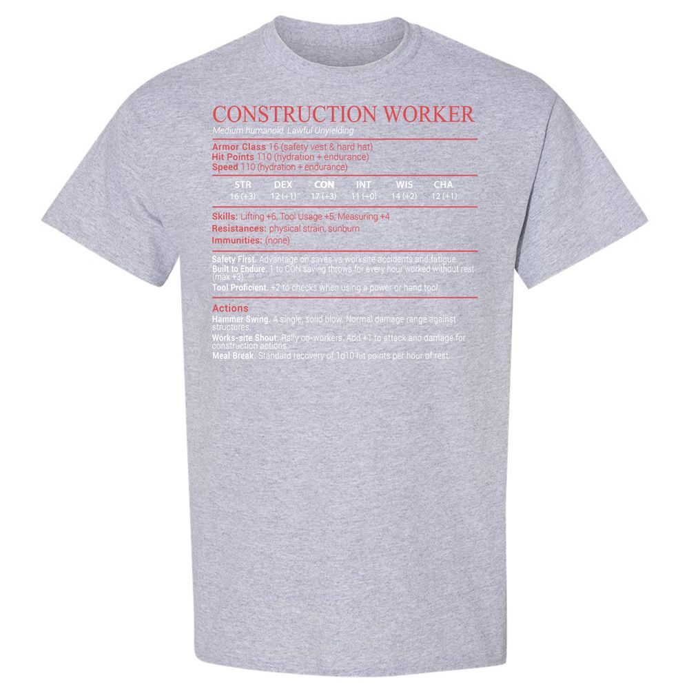 Construction Worker Stats Block - Sport Grey - 21