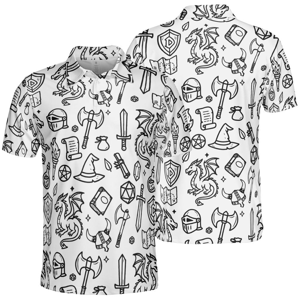 Fantasy Dragon Seamless Pattern AOP Men/Women Polo Shirt -  - 2