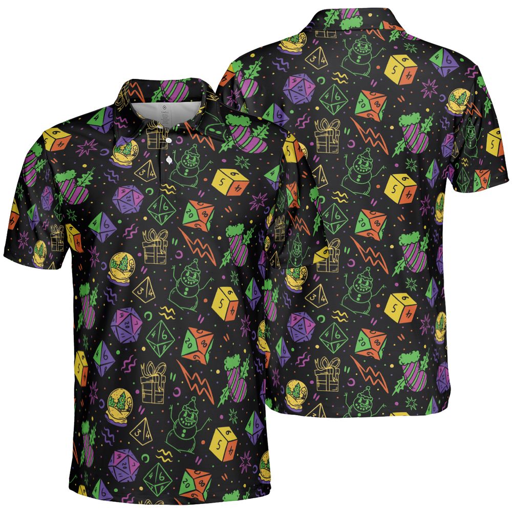 Christmas Role Playing Dice AOP Men/Women Polo Shirt -  - 2