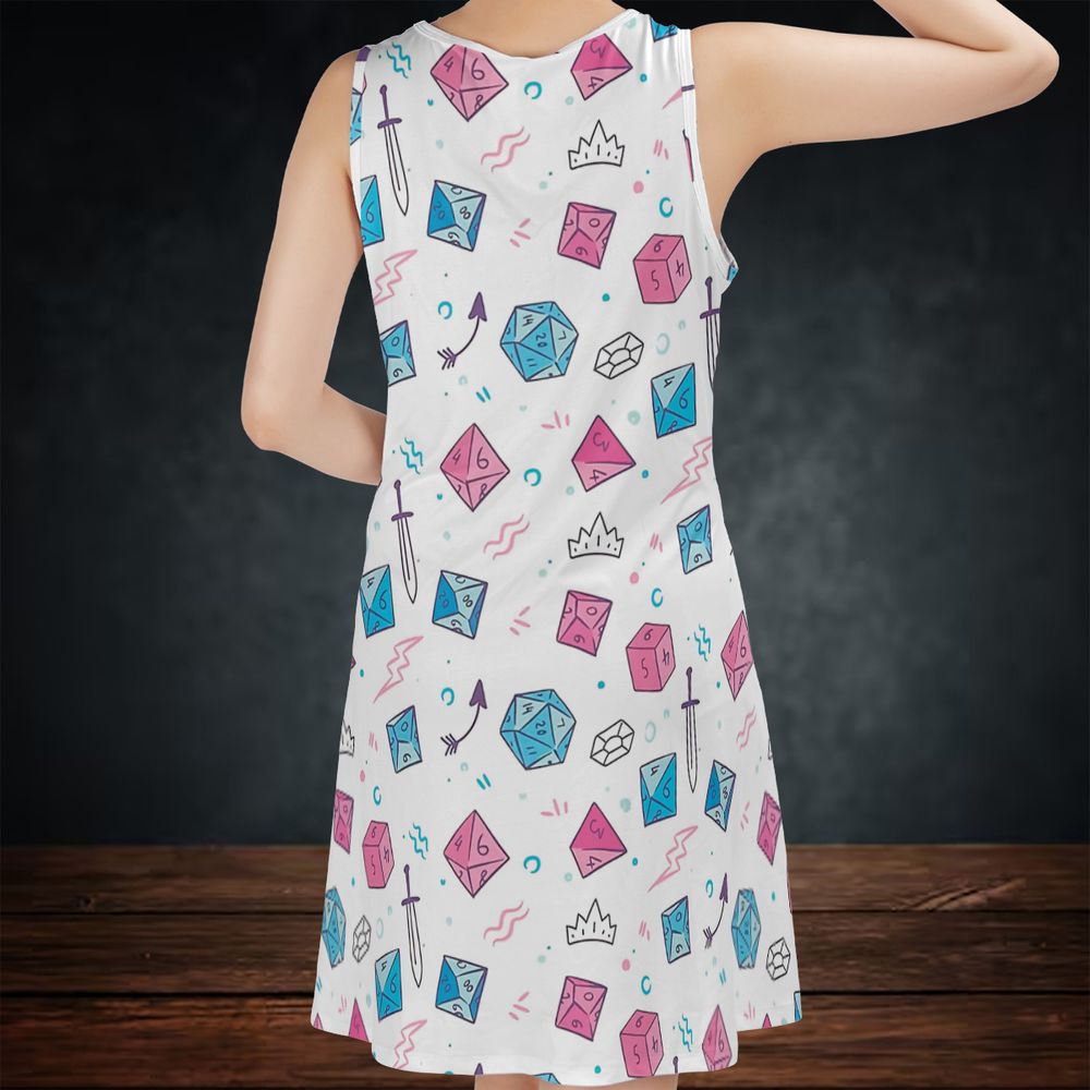 DnD Dice Pattern Cute Sleeveless Dress -  - 2
