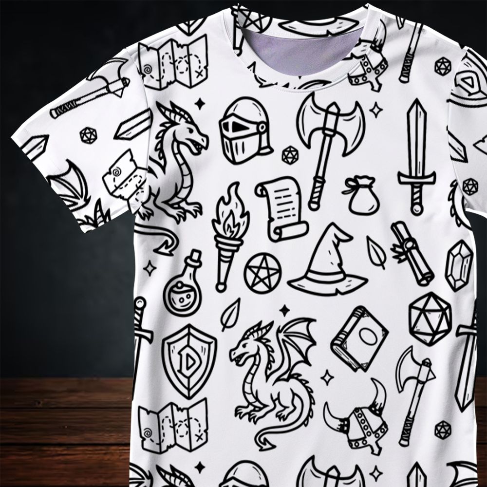 Fantasy Dragon Seamless Pattern All-Over Print Unisex T-Shirt -  - 2