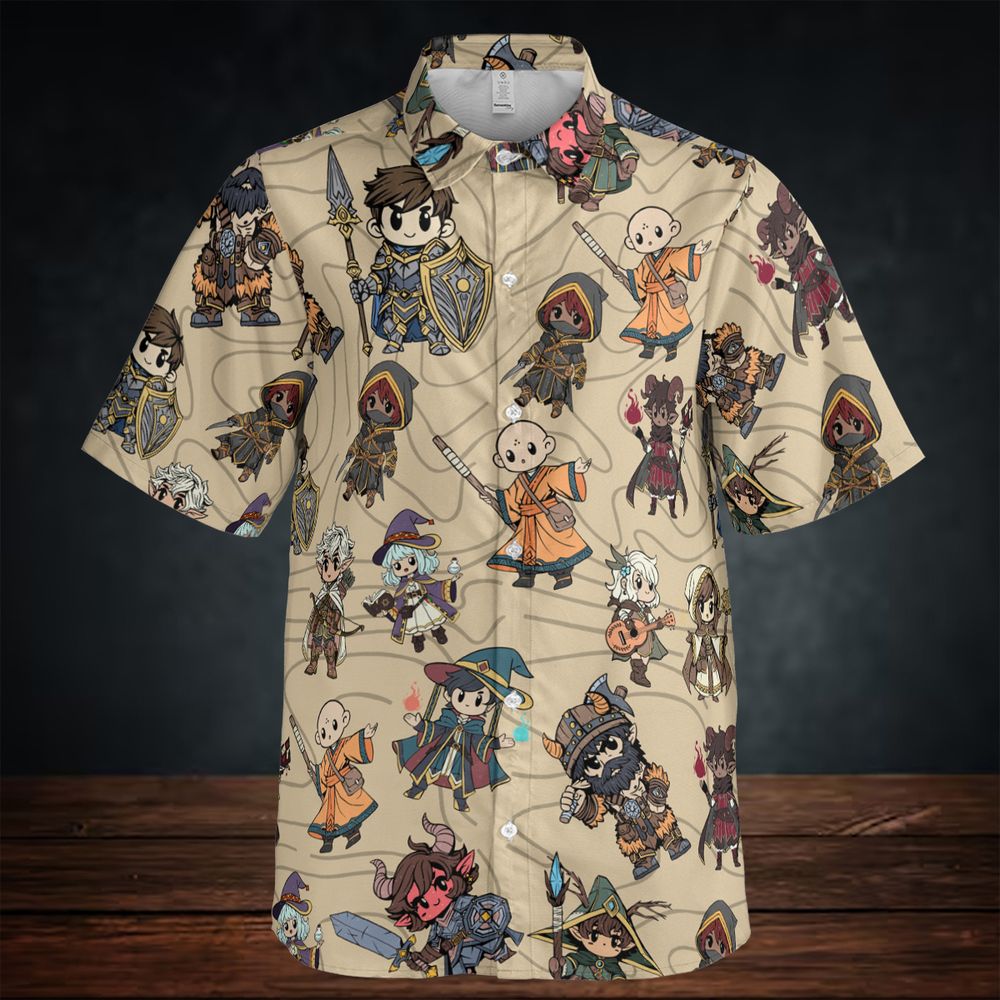 Chibi DnD Party – All Classes Button Down Shirt -  - 2