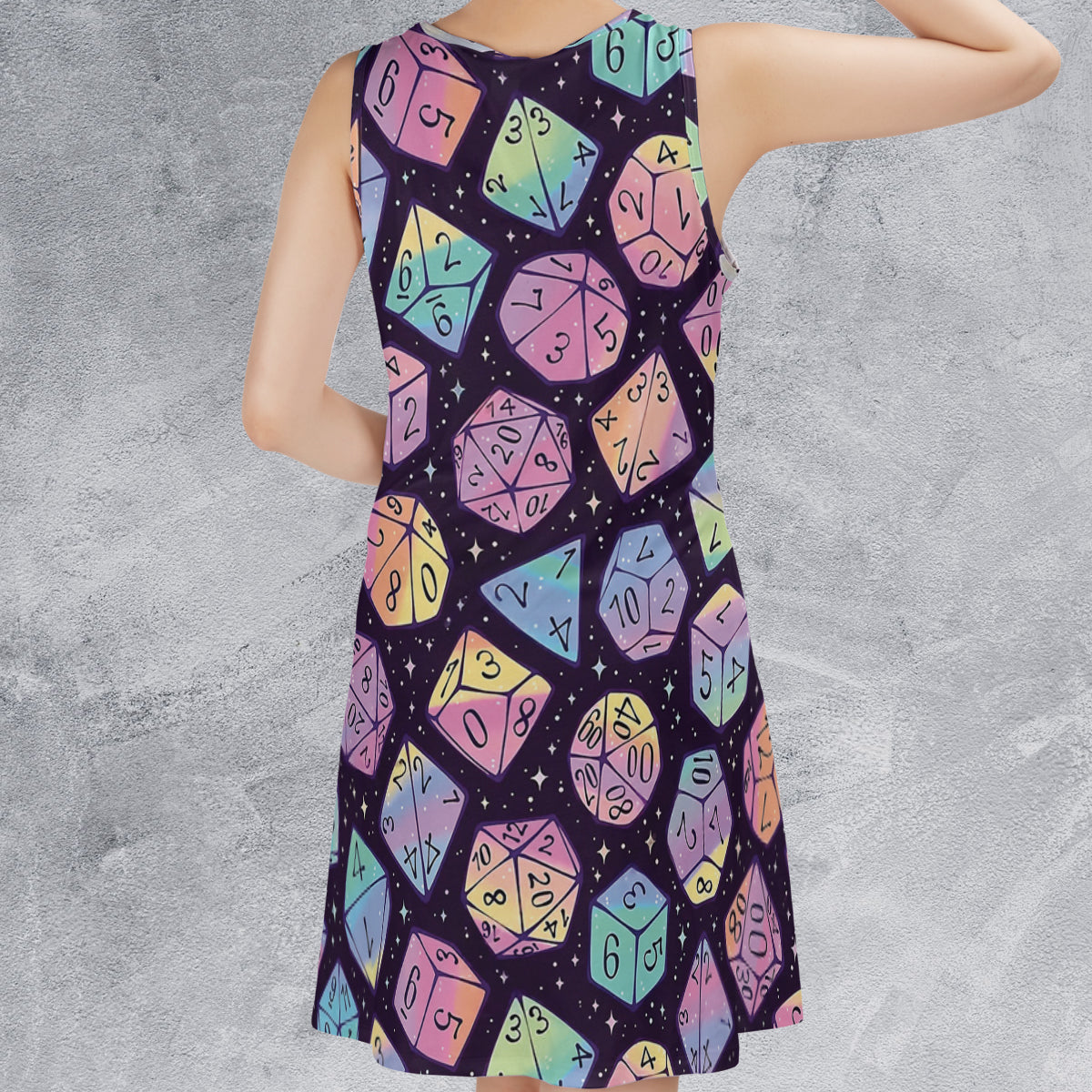 Magic Dice Dark Rainbow Sleeveless Dress