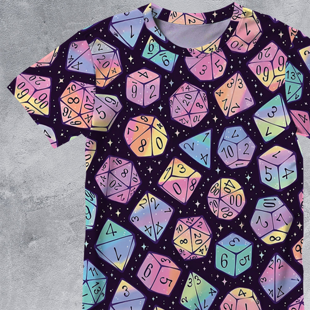 Magic Dice Dark Rainbow All-Over Print Unisex T-Shirt