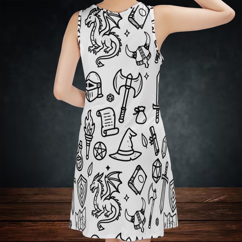 Fantasy Dragon Seamless Pattern Sleeveless Dress -  - 2
