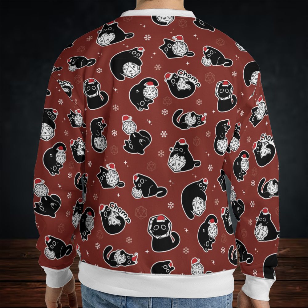 Christmas Black Cat Dice All-over Print Sweatshirt -  - 2