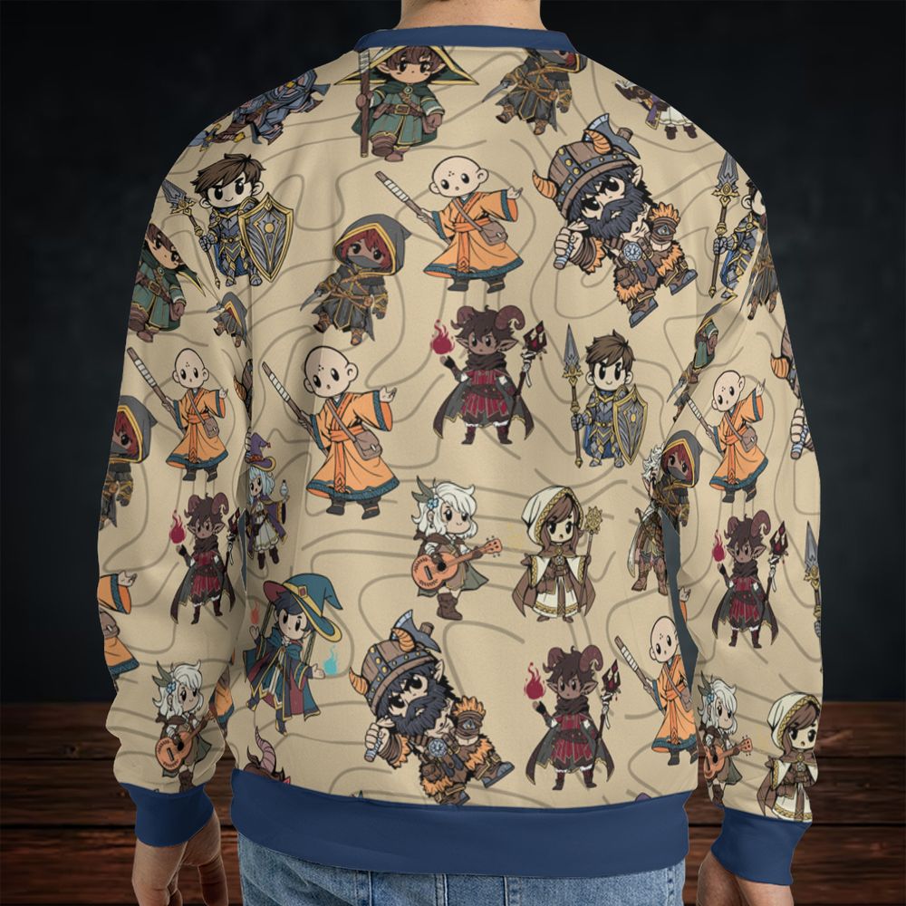 Chibi DnD Party – All Classes All-over Print Sweatshirt -  - 2
