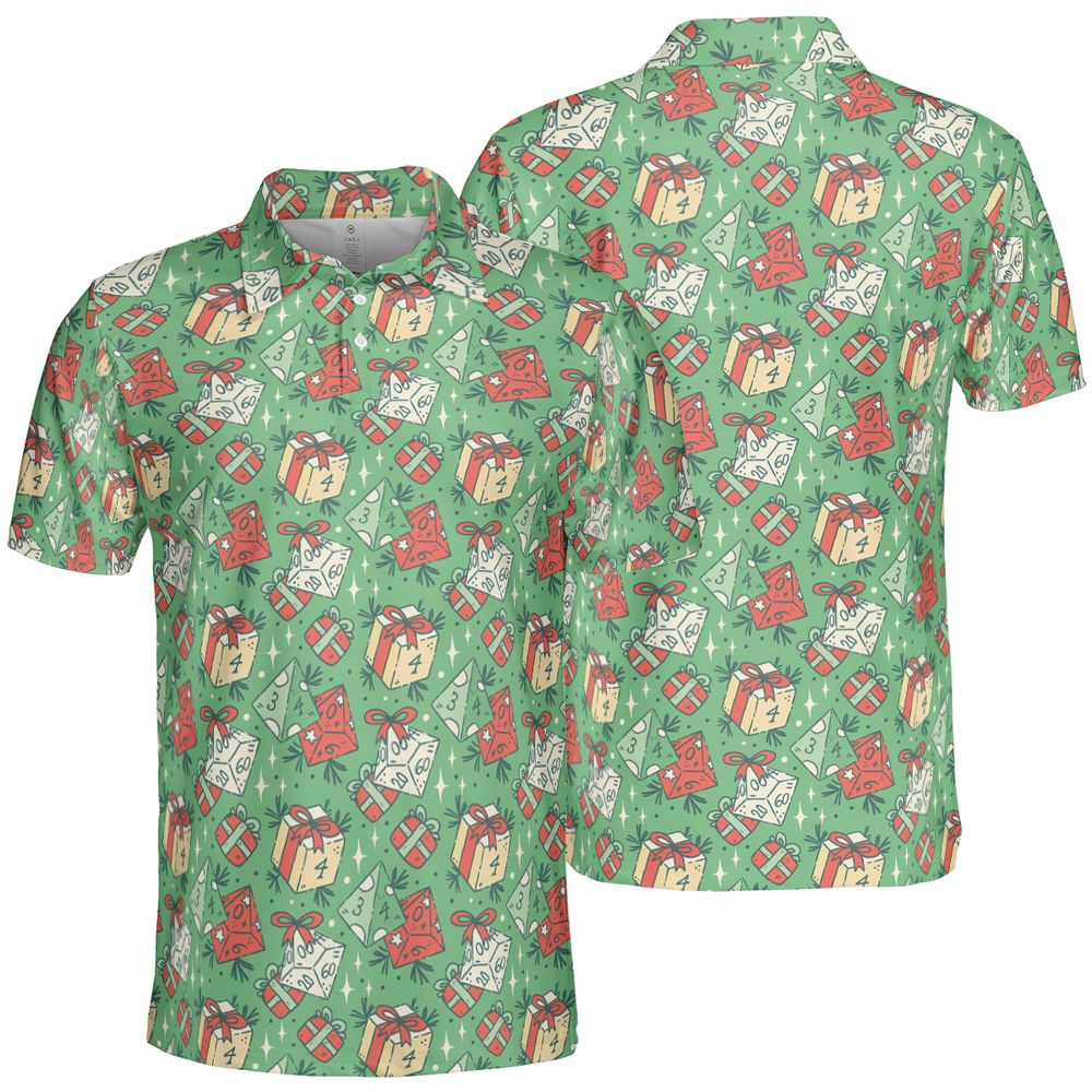 Christmas Dice Gift AOP Men/Women Polo Shirt -  - 2