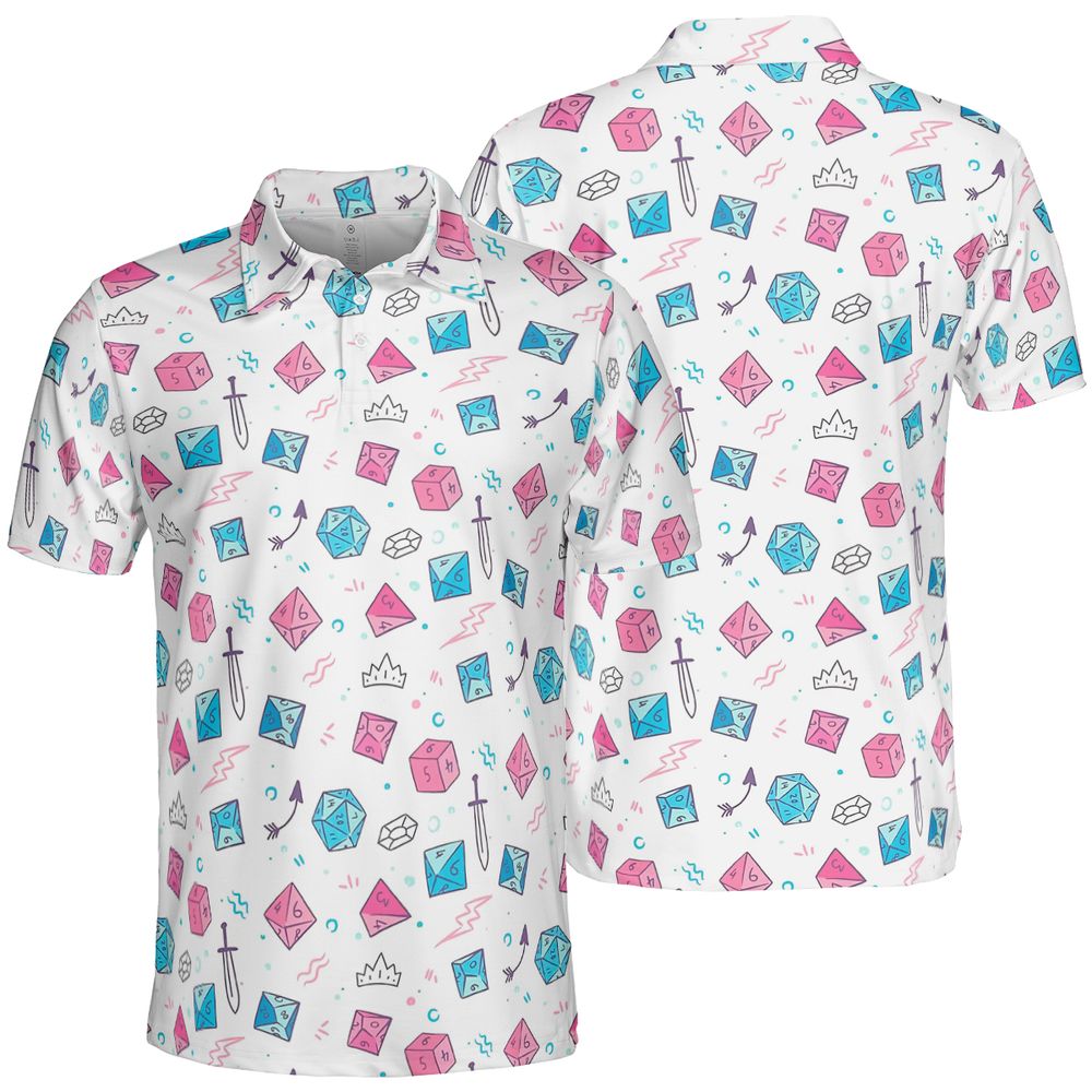 DnD Dice Pattern Cute AOP Men/Women Polo Shirt -  - 2