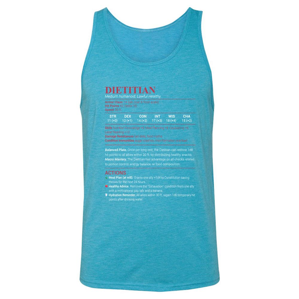 Dietitian Unisex Jersey Tank - Aqua Triblend - 3