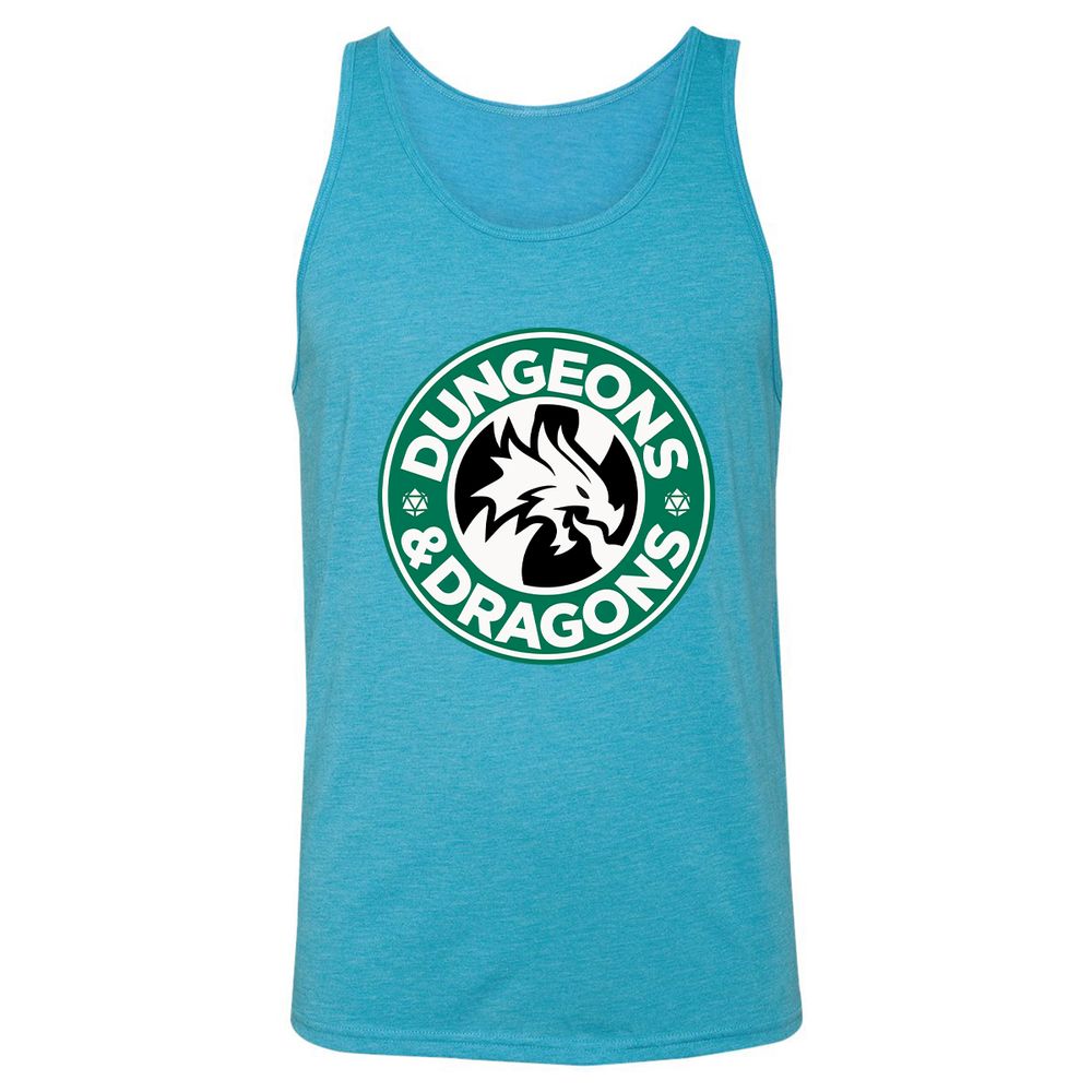 D&D Coffee Unisex Jersey Tank - Aqua Triblend - 3