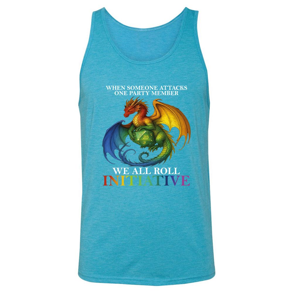 Dragon Roll For Initiative Unisex Jersey Tank - Aqua Triblend - 3