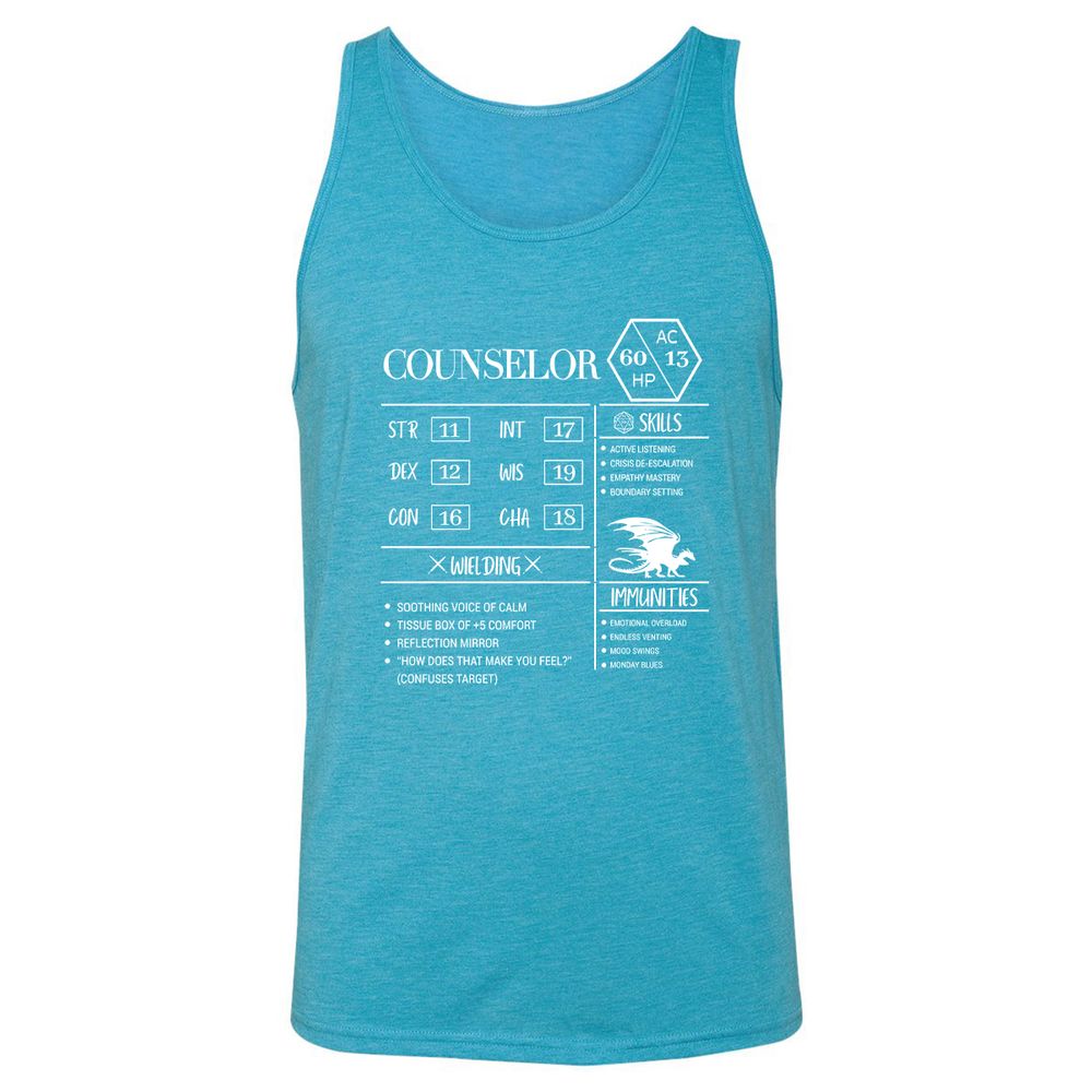 Counselor New Unisex Jersey Tank - Aqua Triblend - 3
