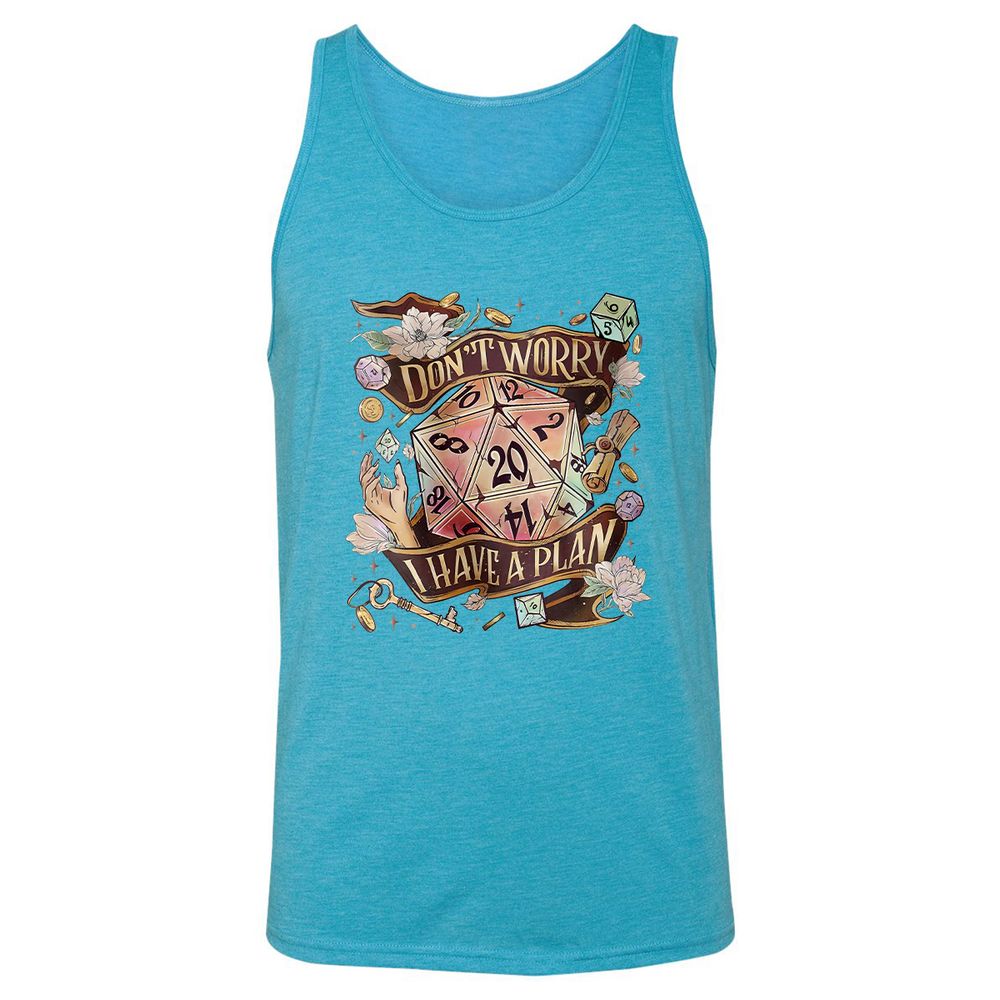 Floral Don't Worry I Have A Plan Unisex Jersey Tank - Aqua Triblend - 3