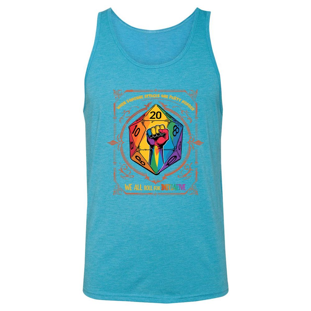 Roll For Initiative Unisex Jersey Tank - Aqua Triblend - 3
