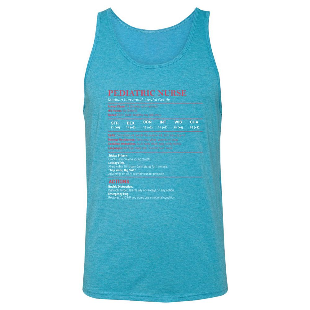 Pediatric Nurse Unisex Jersey Tank - Aqua Triblend - 3