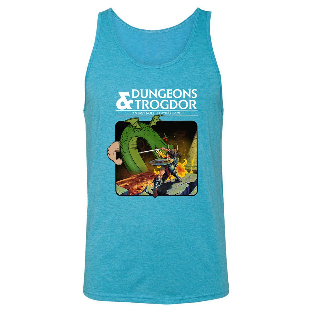 Trogdor Unisex Jersey Tank - Aqua Triblend - 3