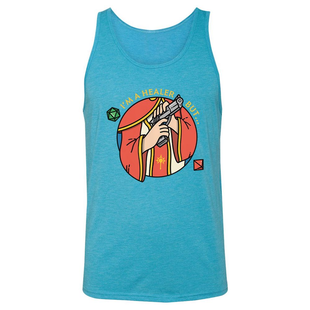 I'm A Healer But Unisex Jersey Tank - Aqua Triblend - 3
