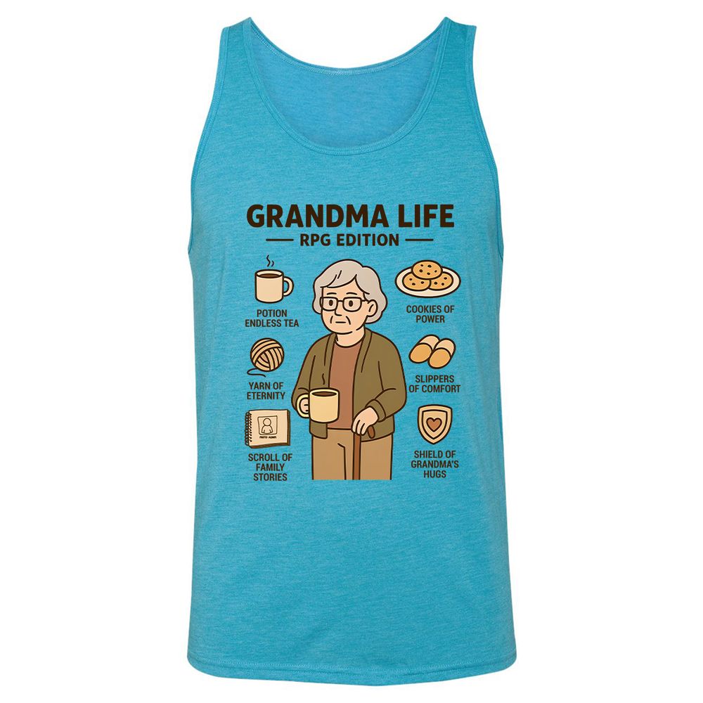 Grandma Life RPG Edition Unisex Jersey Tank - Aqua Triblend - 3
